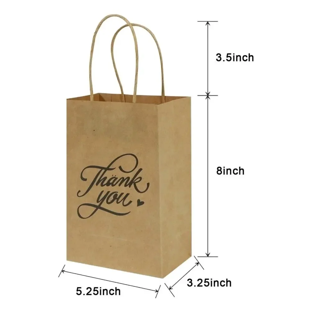 bagmad 50 Pack 5.25x3.25x8 Inch Small Brown Paper Gift Bags with Handles...